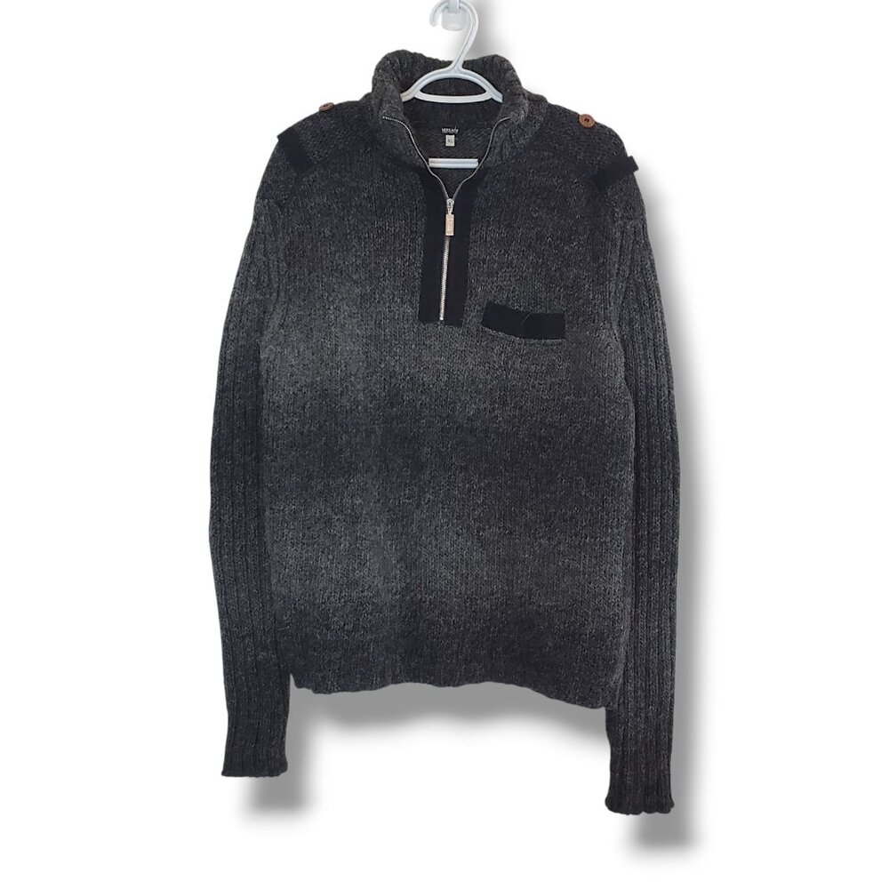 Versace Jeans Couture Half Zip Knit Sweater Gray Size XL